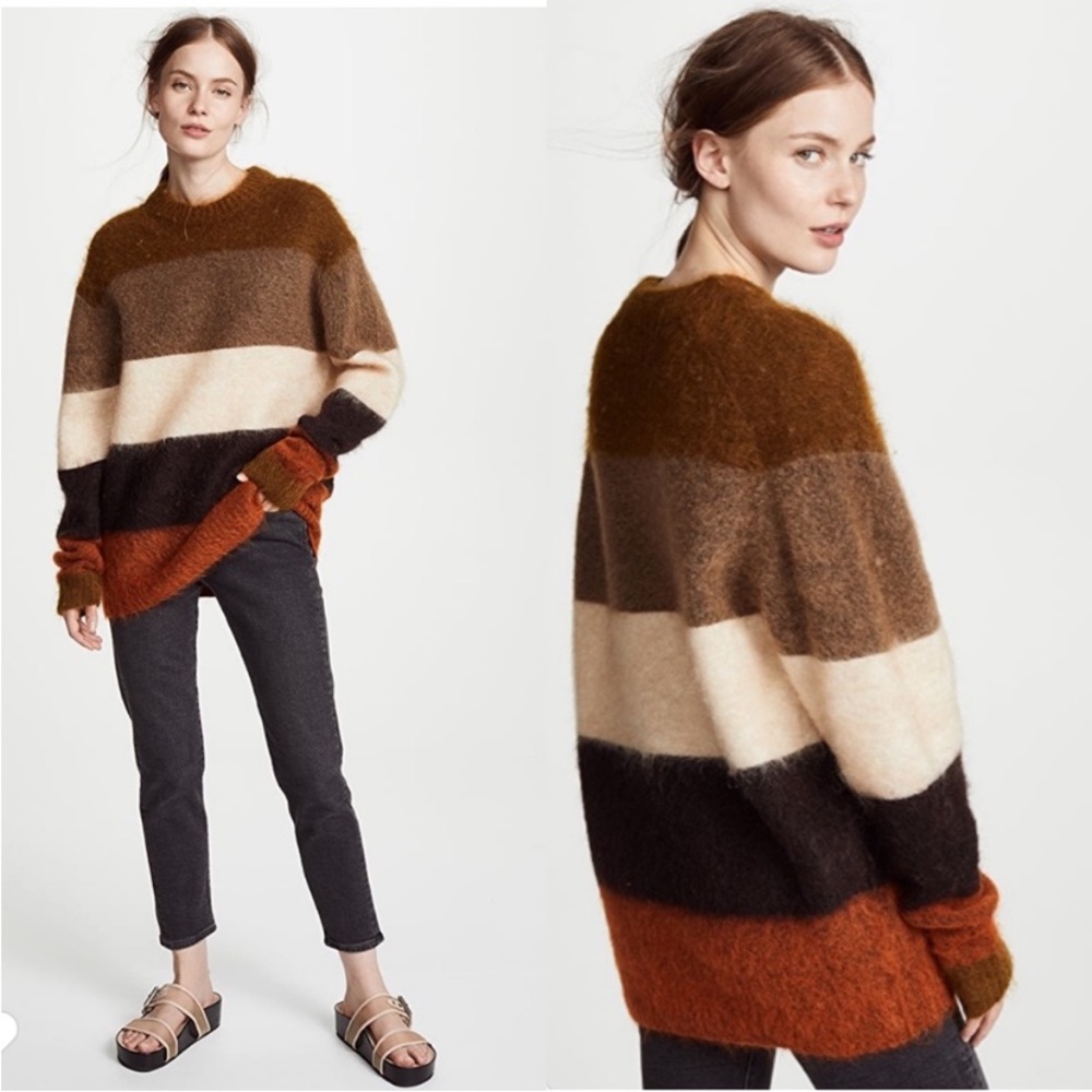 Acne Studios Albah Mohair Striped Sweater in Orange Multi